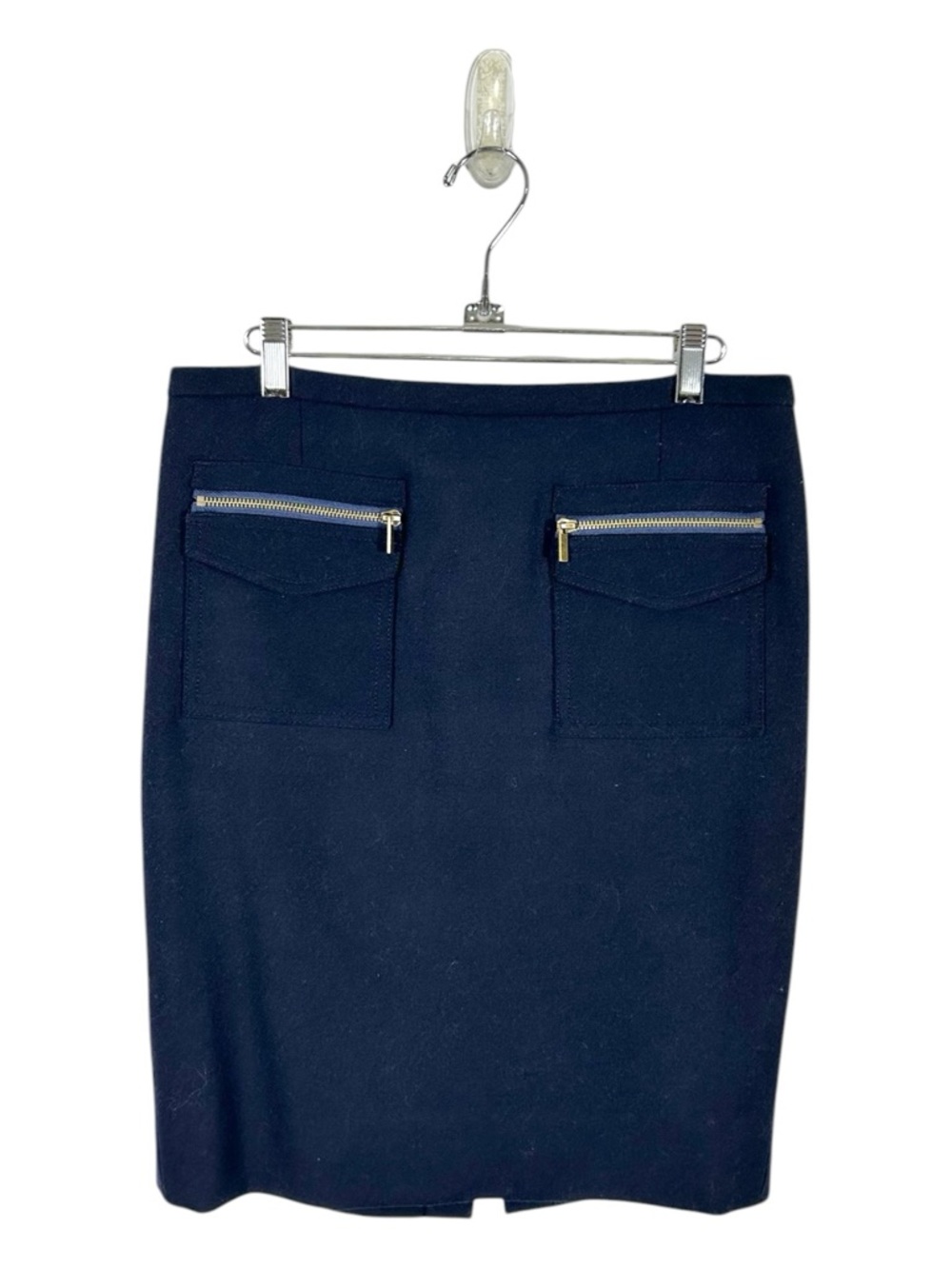 J.Crew Navy Patch-Pocket Wool The Pencil Skirt Size 6